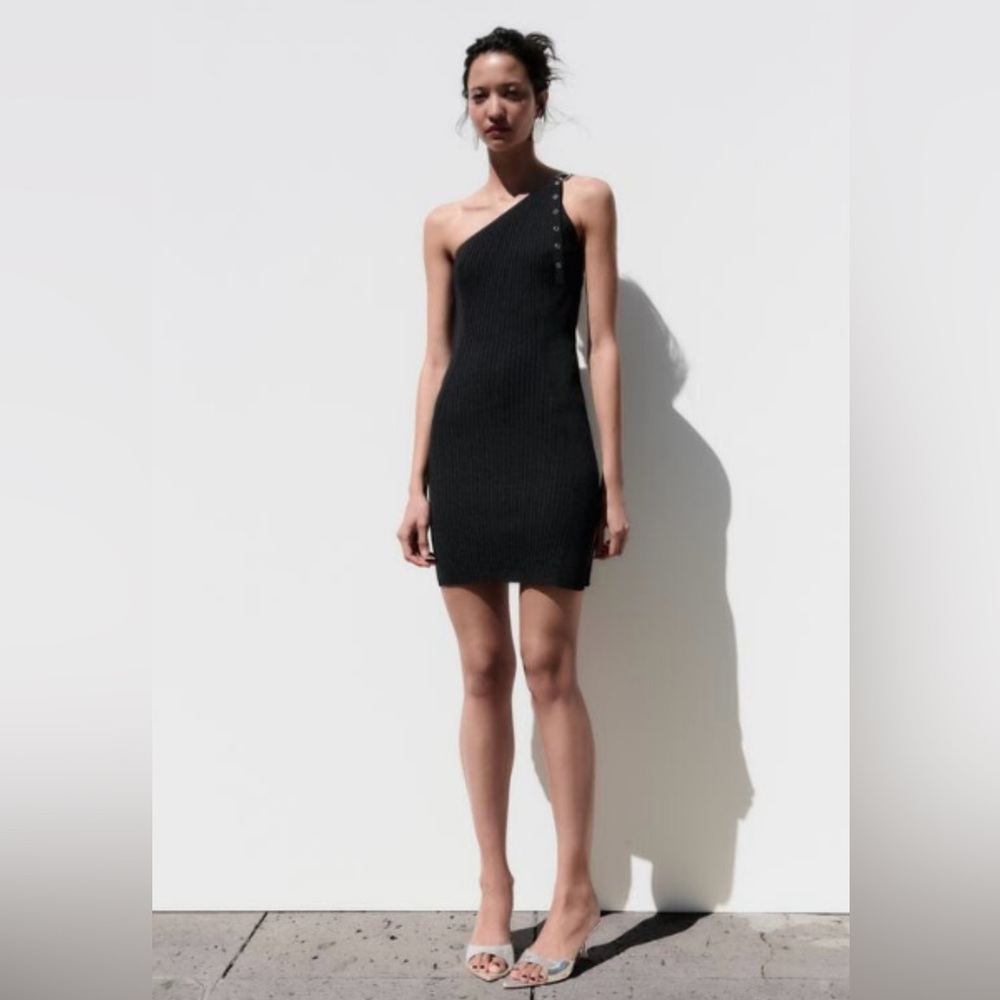 ZARA Buckle Assymetric Knit Dress